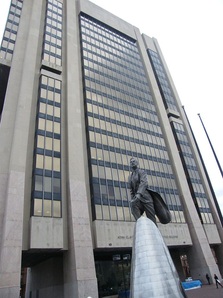 The Adam Clayton Powell Office Building stand tall, reflecting the impact the Congressman had on the civil rights issues of the nation.